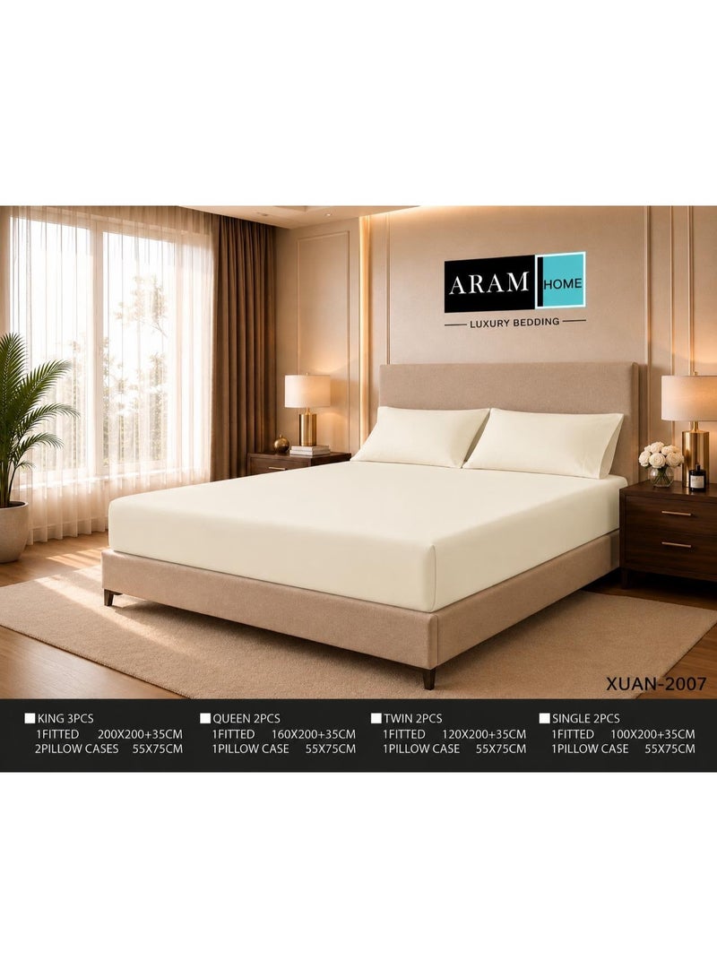 Cotton sheet set, large size 120 x 200 cm, made of 100% cotton, 200 thread count, contains two single-size pieces with a 30 cm deep pocket