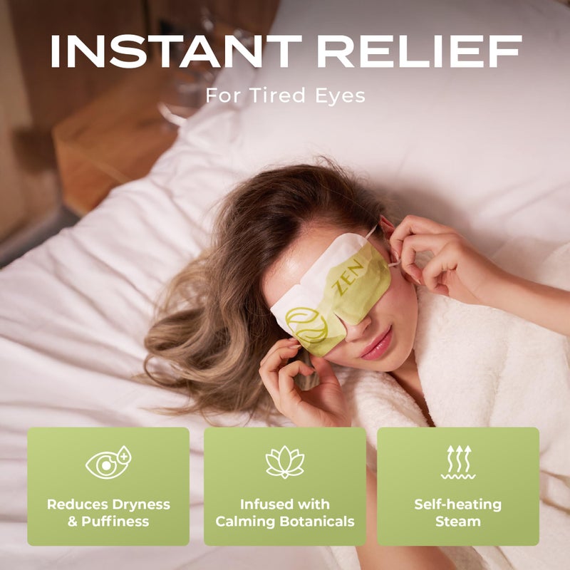 Body Restore Heated Eye Mask for Dry Eyes 5 Pack - Self Heating Warm Compress, Christmas Stocking Stuffers, White Elephant, Birthday Gifts for Women, Men, Stye Eye Treatment, Relaxation - Green Tea - Image 2