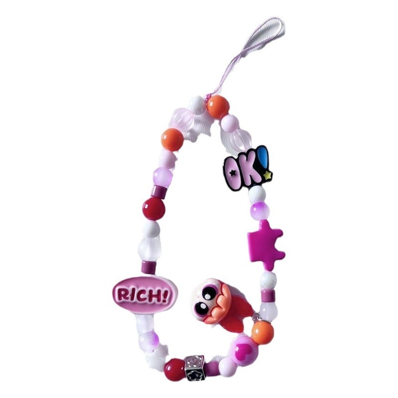 Cute little police camera drop-resistant beaded mobile phone chain ccd hanging chain earphone chain bag hanging ornament girlfriends gift - Image 2