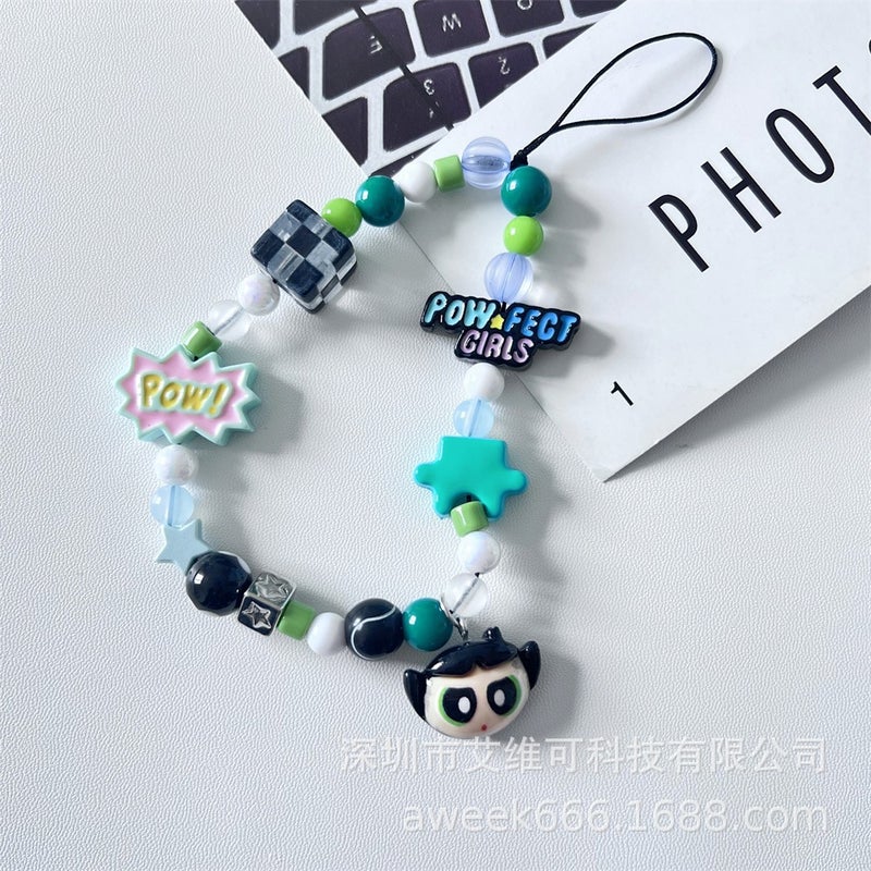 Cute little police camera drop-resistant beaded mobile phone chain ccd hanging chain earphone chain bag hanging ornament girlfriends gift - Image 4