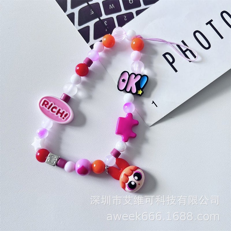 Cute little police camera drop-resistant beaded mobile phone chain ccd hanging chain earphone chain bag hanging ornament girlfriends gift - Image 5