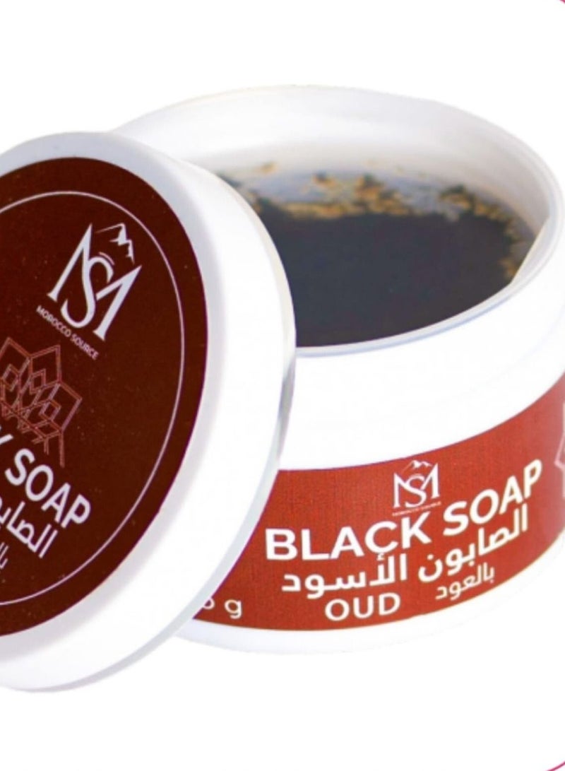المصدر المغربي  الصابون الأسود المغربي بالعود 200 جرام - Image 2