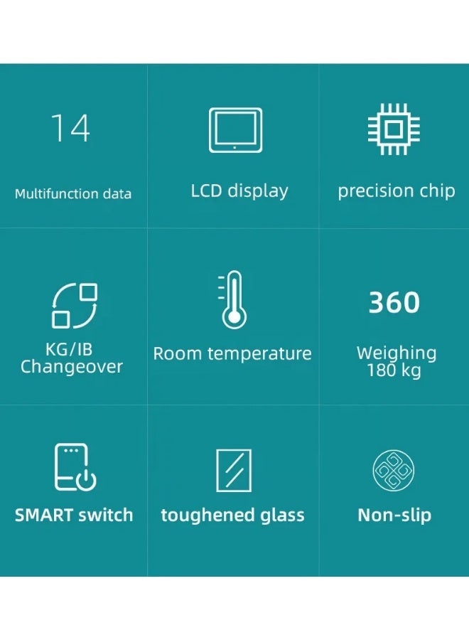 ميزان ذكي لقياس الدهون في الجسم حتى 180 كجم – ميزان وزن رقمي بتقنية البلوتوث مع مؤشر BMI وشاشة LCD وتطبيق للجوال – ميزان حمام صحي - Image 3