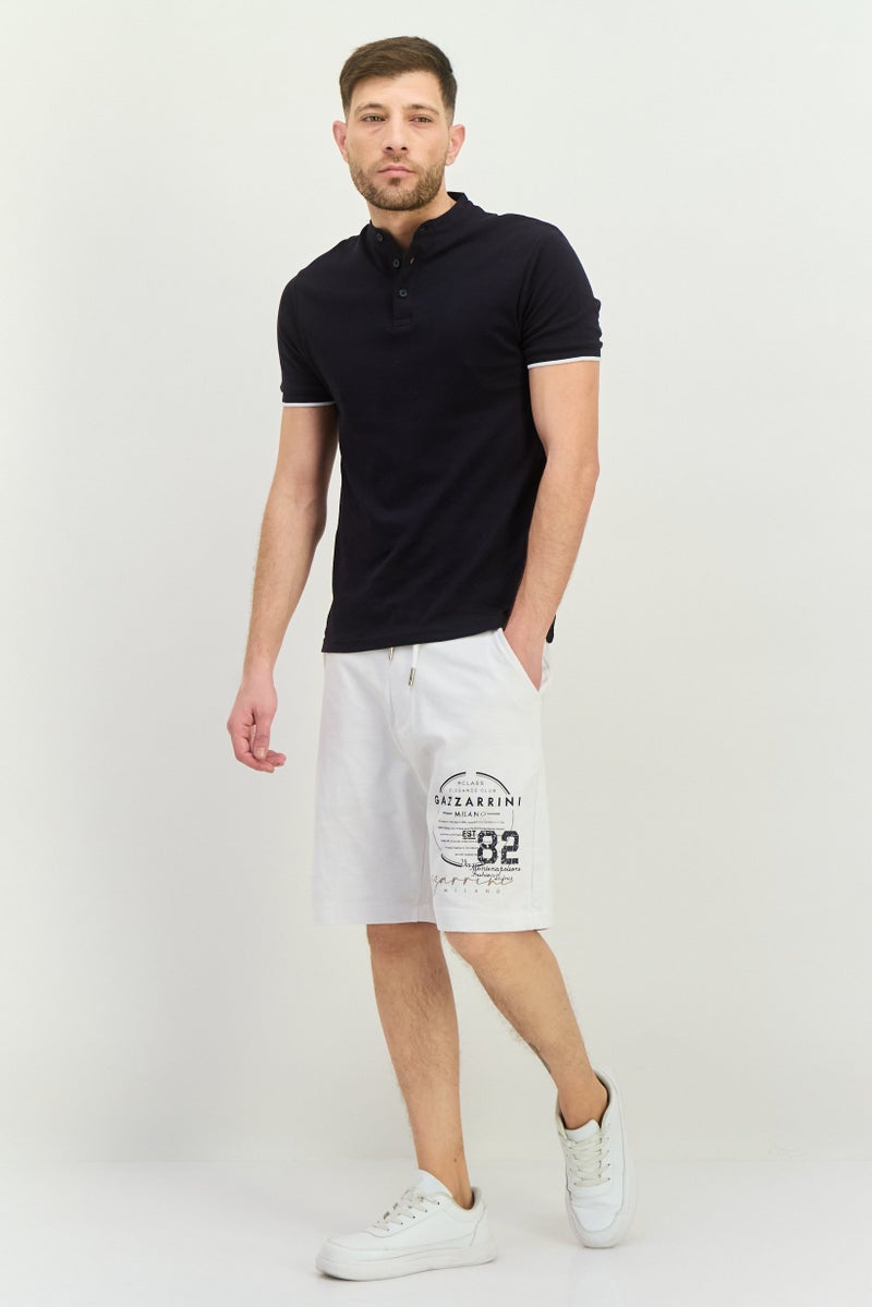 Gazzarrini Men Graphic Print Basic Shorts, White - Image 4