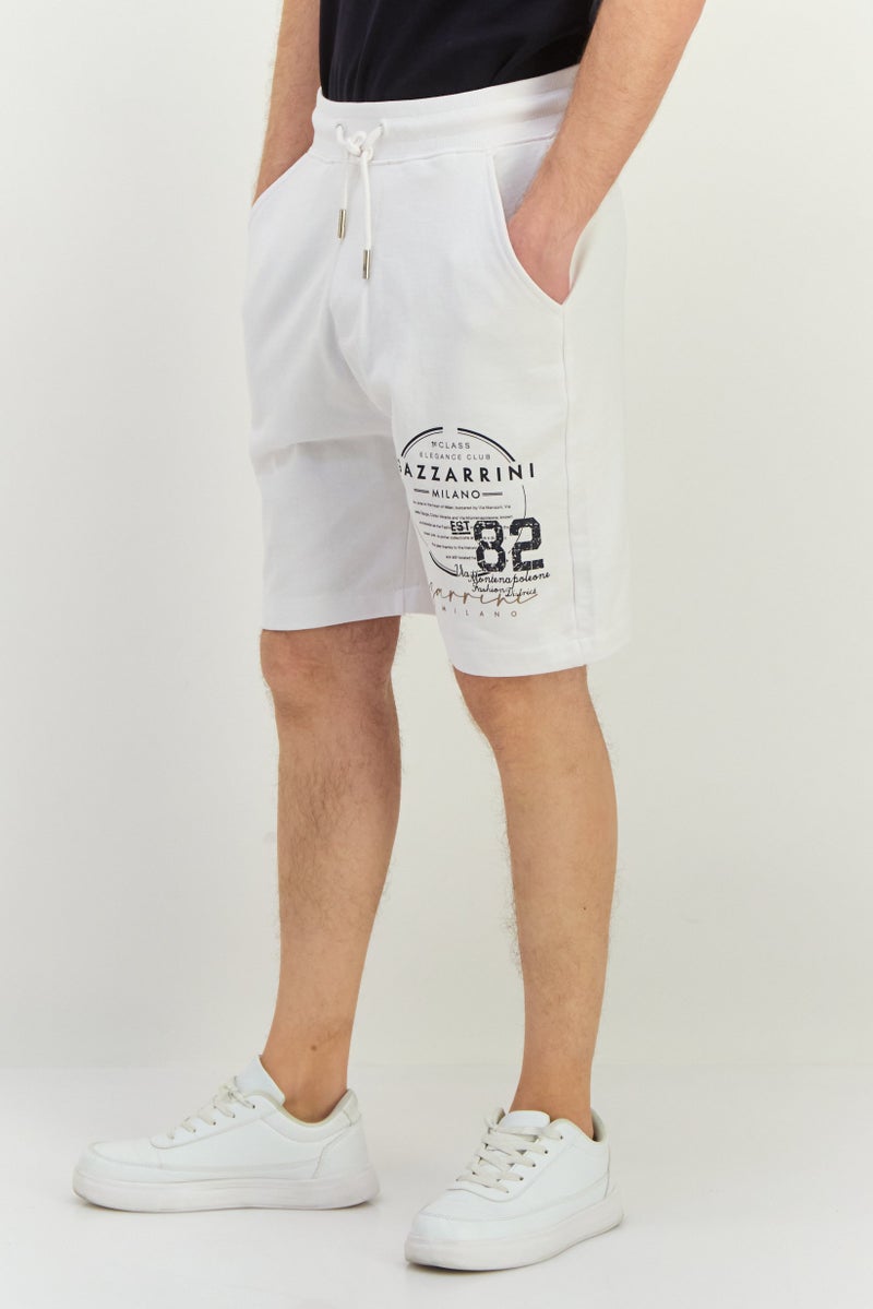 Gazzarrini Men Graphic Print Basic Shorts, White - Image 2