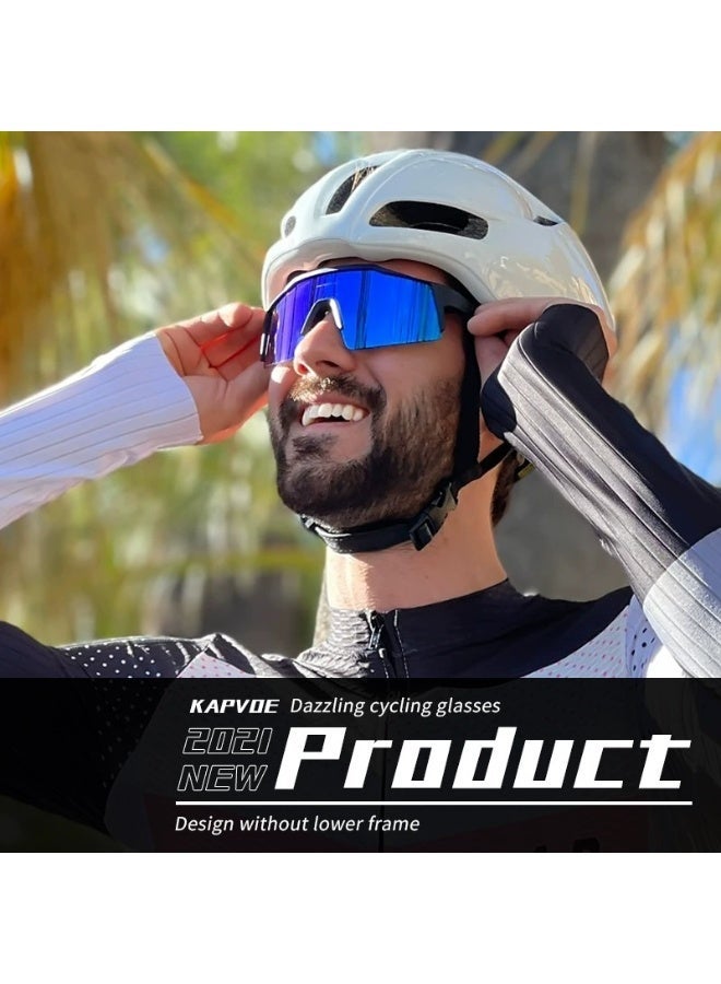 KAPVOE Sport Cycling Sunglasses UV400 Protection Shield Lens Lightweight Outdoor Eyewear for Men & Women - Image 2
