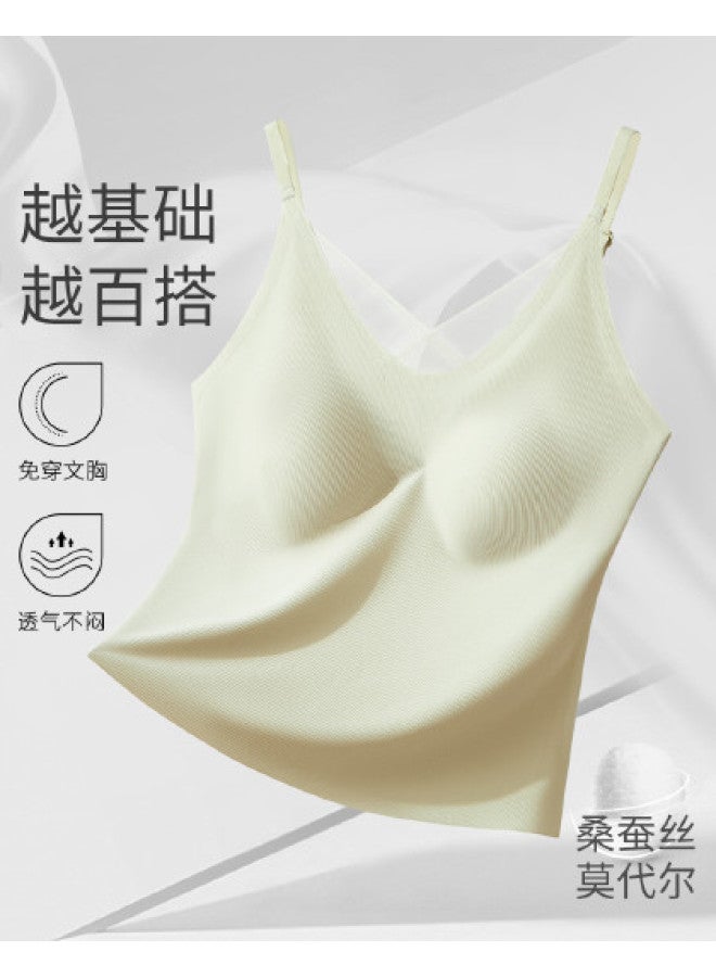 Ordifen Women'S Backless Bra, Summer Thin V-Neck Camisole With Built-In Pads, Versatile Layering Top - Image 1