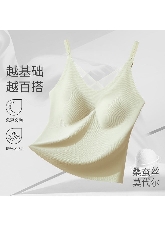 Ordifen Women'S Backless Bra, Summer Thin V-Neck Camisole With Built-In Pads, Versatile Layering Top - Image 2