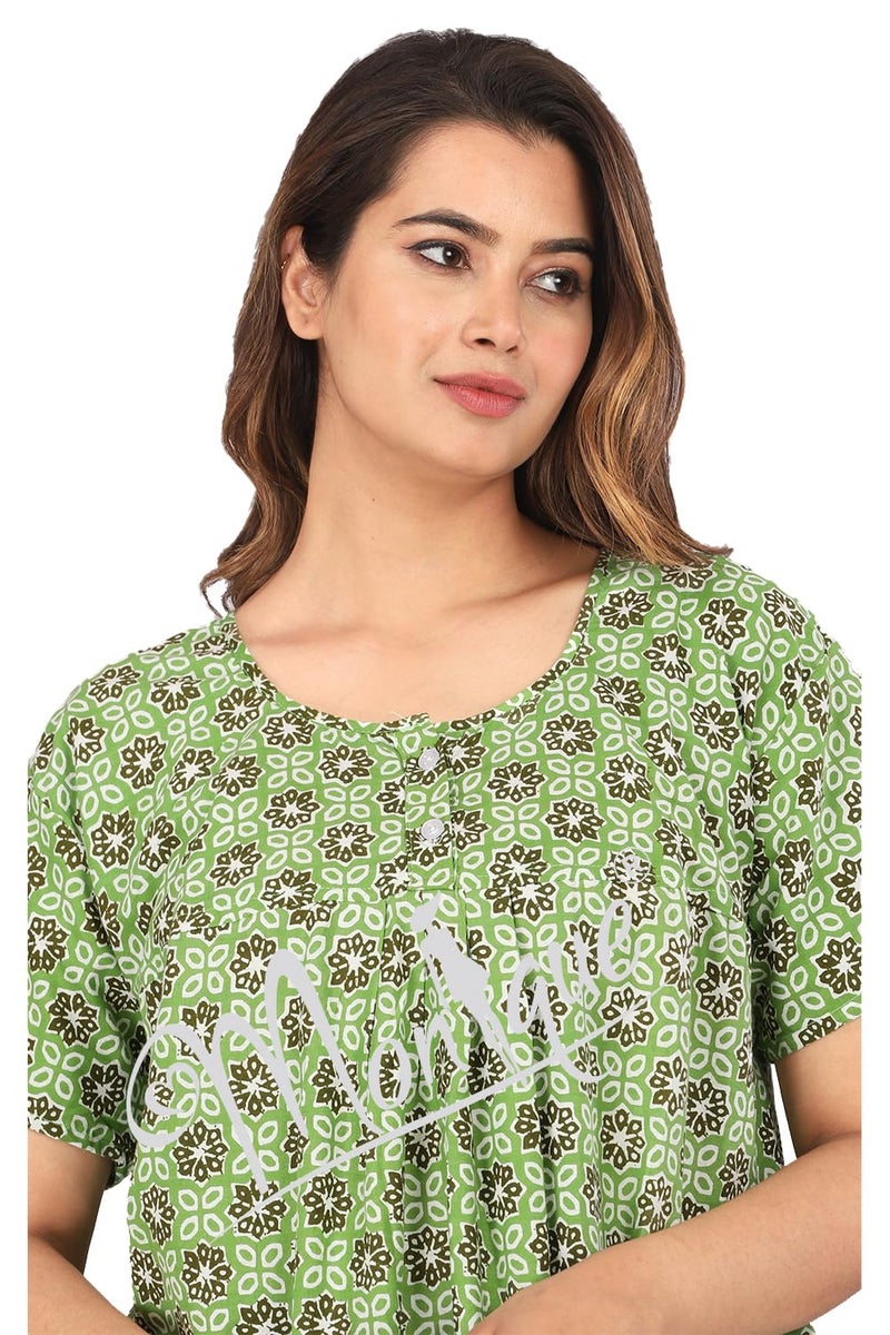 Monique Brand Cotton Nighty for Women — Floral Printed Stylish Night Gown, Comfortable Sleepwear Long Nightwear, Maxi- Free Size (Size - M to XXL-44) - Image 2