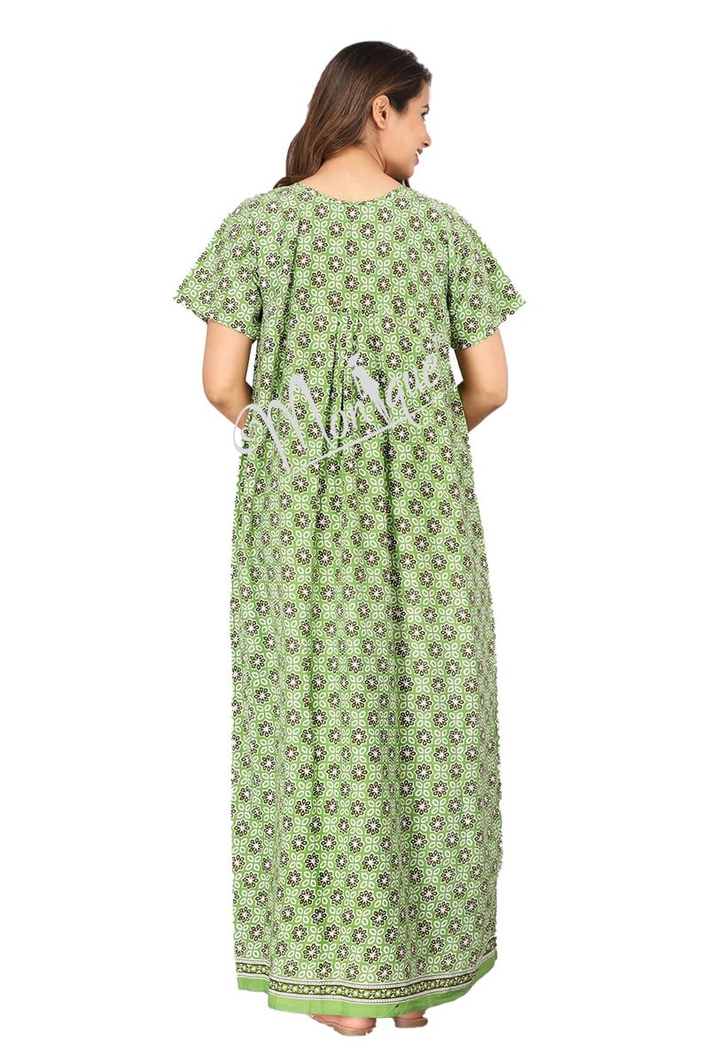 Monique Brand Cotton Nighty for Women — Floral Printed Stylish Night Gown, Comfortable Sleepwear Long Nightwear, Maxi- Free Size (Size - M to XXL-44) - Image 4
