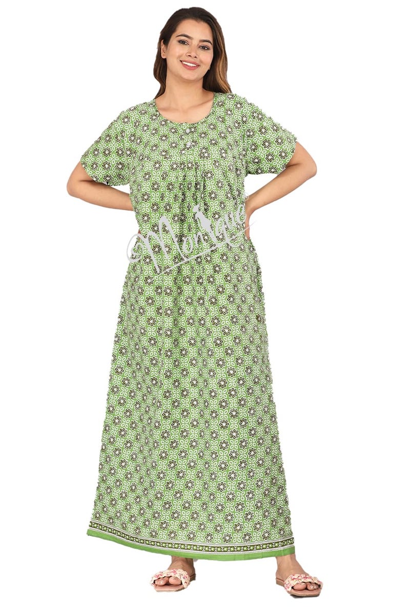 Monique Brand Cotton Nighty for Women — Floral Printed Stylish Night Gown, Comfortable Sleepwear Long Nightwear, Maxi- Free Size (Size - M to XXL-44) - Image 5