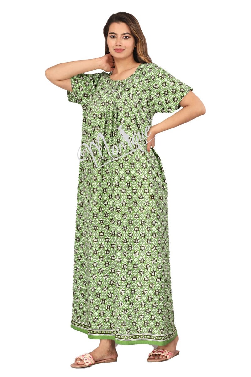 Monique Brand Cotton Nighty for Women — Floral Printed Stylish Night Gown, Comfortable Sleepwear Long Nightwear, Maxi- Free Size (Size - M to XXL-44) - Image 3