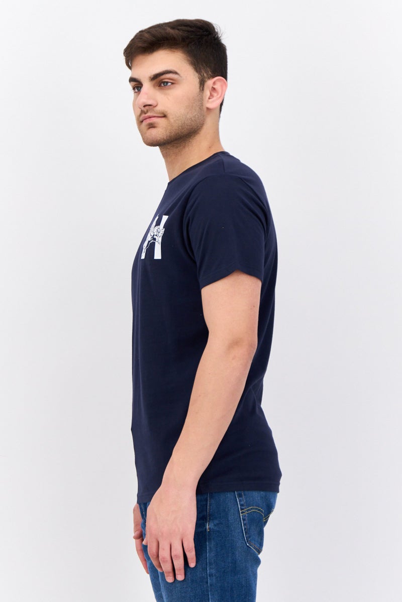Henleys Men Crew Neck Short Sleeves Brand Logo Kilhen T-Shirt, Navy - Image 2