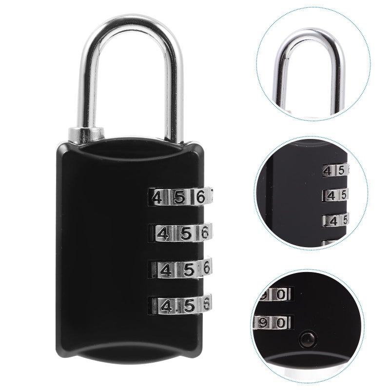 4 Digit Combination Padlock for Gym Locker Metal Security Lock Suitcase Zipper Black - Image 3