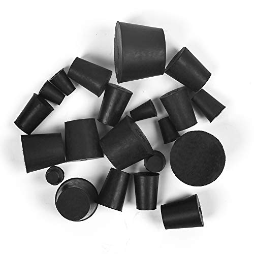 Newflager 21 Pack Solid Rubber Stopper, Black Lab Plug, 000# - 8# Sizes Assortment, 11 Assorted Sizes - Image 1