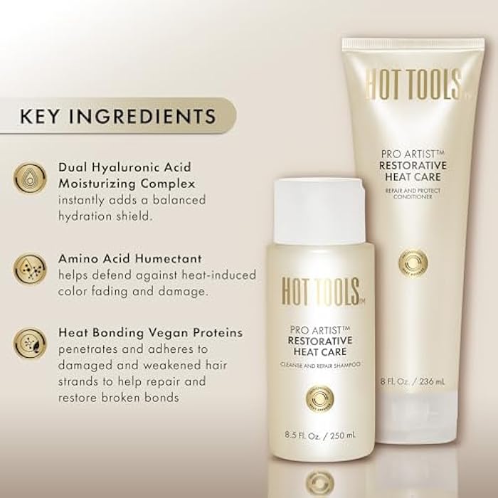 HOT TOOLS™ Pro Artist Heat Protection Shampoo and Conditioner Set | Cleanse, Repair and Strengthen Heat-Styled Hair - Image 2