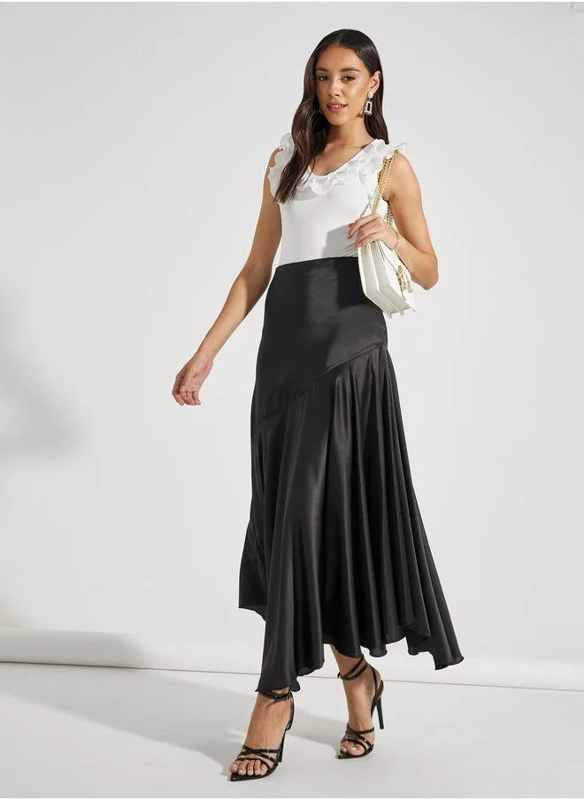 ستايلي Solid Knit Sleeveless Bodysuit with Ruffles