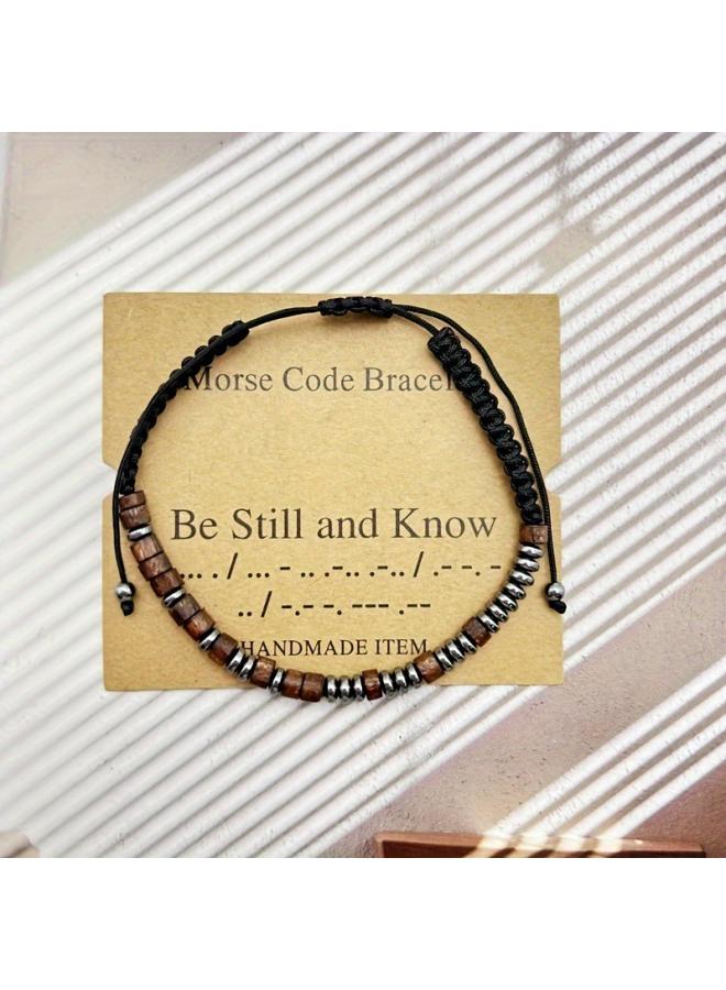 Hot Fashion Morse Code Letter Couple Bracelet I Love You Red Date Wood Bracelet For Women 
