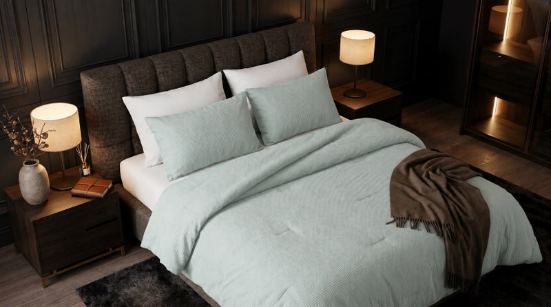 HOMETOPIA Waffle Texture Comforter Set 6 PCS, Luxury Hotel Style Bedding, King Size 264×229 cm, Soft Breathable Quilt, White Sheet Set, All Season - Image 4