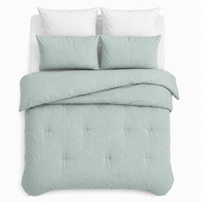 HOMETOPIA Waffle Texture Comforter Set 6 PCS, Luxury Hotel Style Bedding, King Size 264×229 cm, Soft Breathable Quilt, White Sheet Set, All Season - Image 2