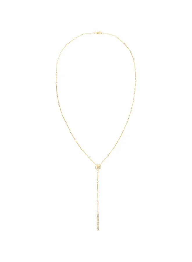 تومي هيلفيغر قلادة من الفولاذ المقاوم للصدأ مرصعة بالكريستال