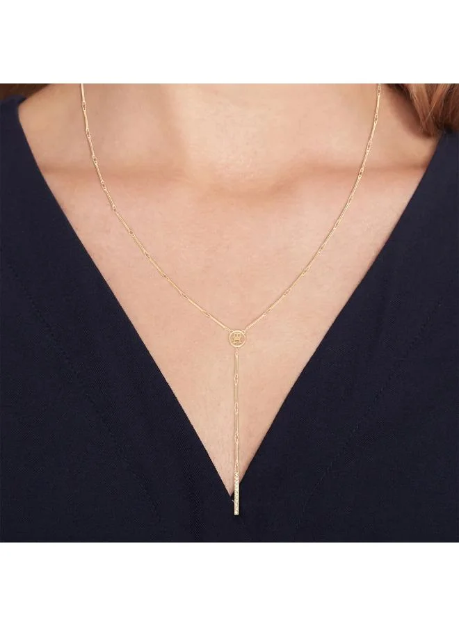 تومي هيلفيغر قلادة من الفولاذ المقاوم للصدأ مرصعة بالكريستال