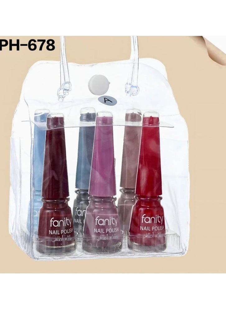 FANITY PH-678 Mini Kiss Nail Polish, 6 pieces