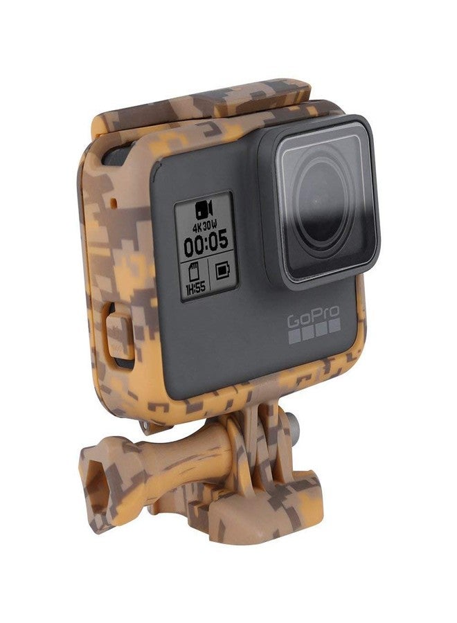 Action Pro Camouflage Protective Frame Mount Housing Case with Quick Release Buckle and Screw Compatible with GoPro Hero-7/6/5 (Yellow) - Image 1
