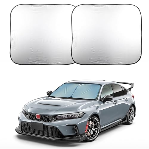 EcoNour 2Piece Foldable Car Front Window Sun Shade 240T Polyester UV Protection Heat Blocker Windshield Shade Durable Design Upgraded Universal Fit 29 L x 235 W - Image 1