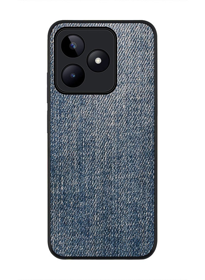 Stylizedd Rugged Black edge case for Realme C51 / Realme Note 50 4G, Slim fit Case Flexible Anti Drop TPU Gel Thin Cover - Dark Denim Print - Image 1