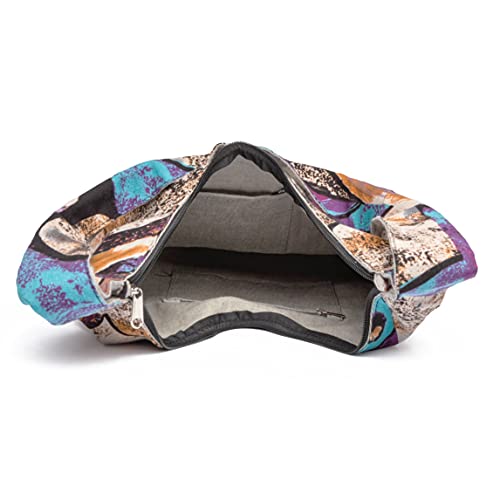 Coton Pose Women Shoulder Handbags Fashion canvas Hippie Crossbody Bags Bohemian Animal Prints Hobo Bags (Purple black) - Image 5