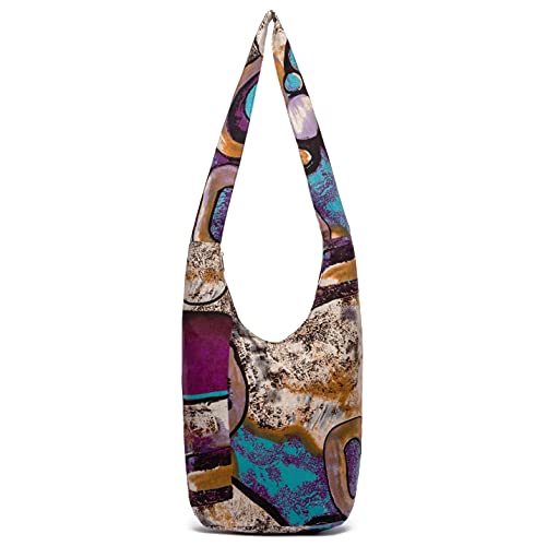Coton Pose Women Shoulder Handbags Fashion canvas Hippie Crossbody Bags Bohemian Animal Prints Hobo Bags (Purple black) - Image 1