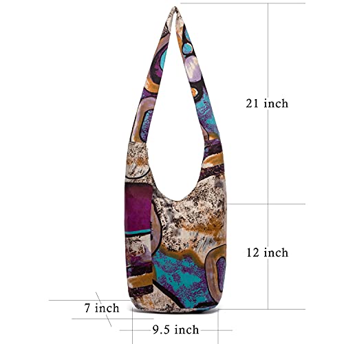 Coton Pose Women Shoulder Handbags Fashion canvas Hippie Crossbody Bags Bohemian Animal Prints Hobo Bags (Purple black) - Image 3