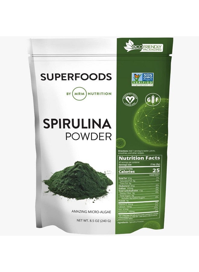 MRM مسحوق سبيرولينا من MRM للتغذية | غذاء خارق | بروتين نباتي كامل | خالي من الجلوتين + نباتي | 40 حصة | 8.5 أونصة - Image 1