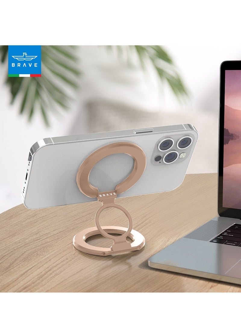 Brave 3-in-1 Dual-Sided Foldable Magnetic Phone Holder, Universal Magnetic Phone Stand for iPhone, Samsung, All iOS & Android Devices, Magnetic Ring Holder Compatible with MagSafe and Desk Stand Accessories (Gold) - Image 5