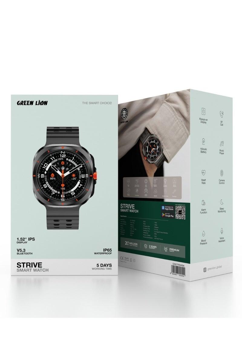 GREEN LION Strive Smart Watch 1.52 inch TFT IPS Display/ Blood Pressure, Oxygen/ Pedometer/ 5Days Working Time / Ai Voice Assistant/ Music Player & Inbuilt Games - Black - Image 5