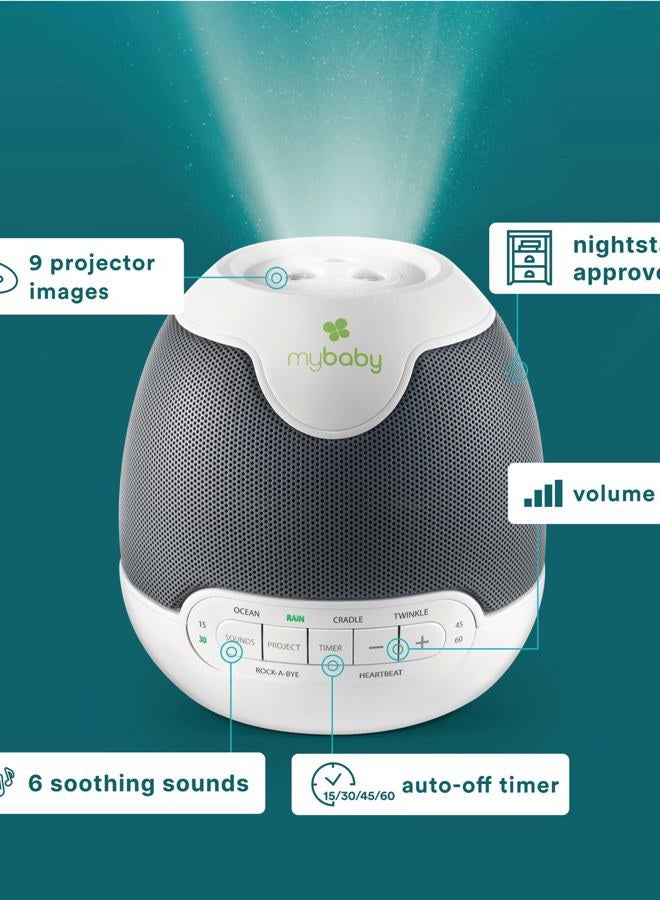HoMedics آلة صوت مهدئة وم projector لبيبي - آلة نوم بيبي تعزف 6 أصوات وأغاني مهدئة، تعرض صور مهدئة - مؤقت إيقاف تلقائي، حجم قابل للتعديل، رائع لهدايا تسجيل البيبي وحفلات استقبال البيبي - Image 4