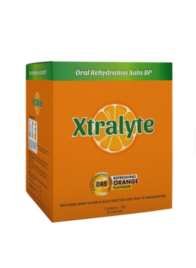 Oral Rehydration Salt 10 Sachets 21g Orange - Electrolyte Powder