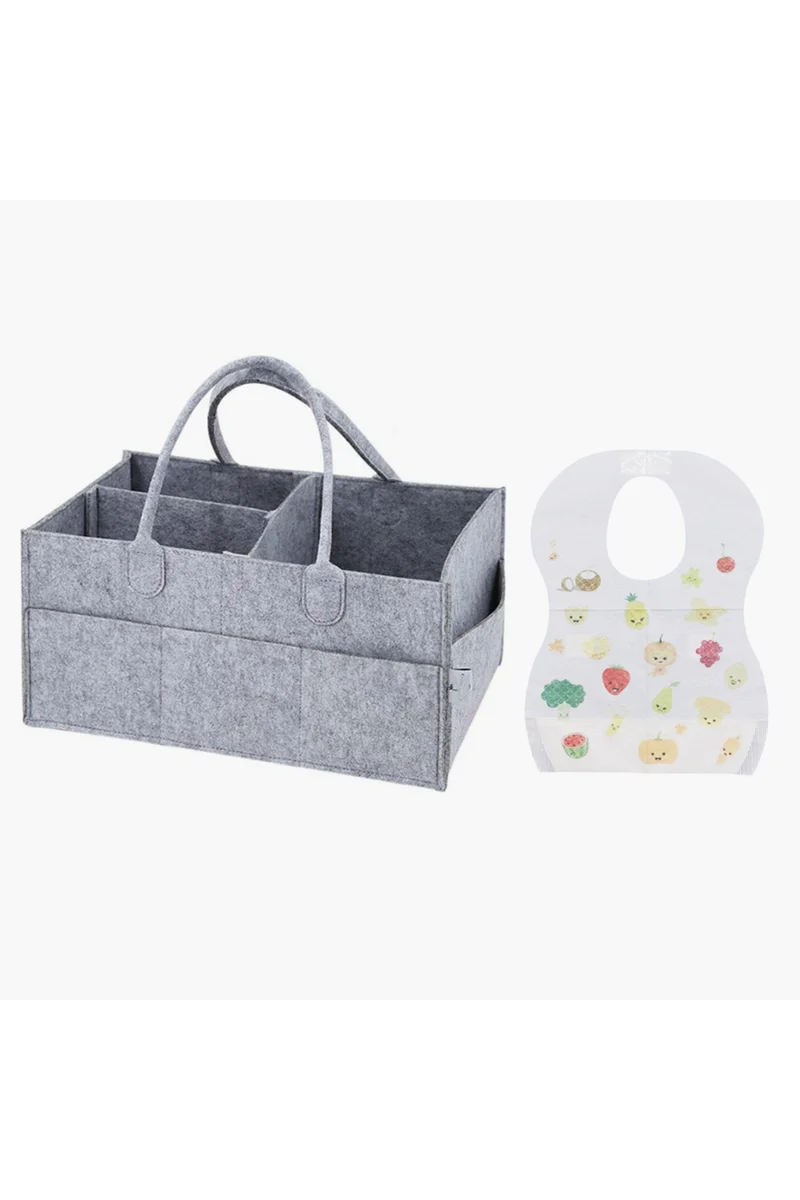 ستار بيبيز Star Babies - Caddy Diaper Bag w/ Disposable Bibs - 20pcs - Grey