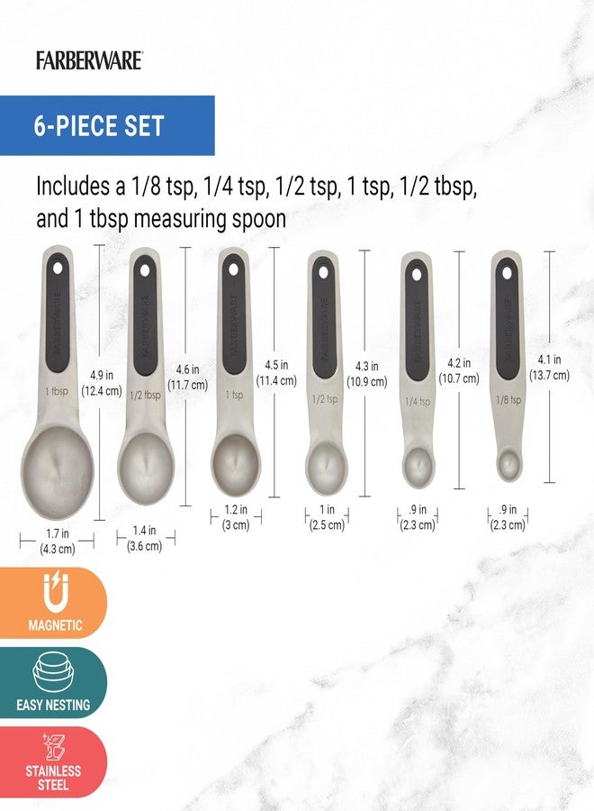 Farberware Professional Stainless SteelMeasuring Spoons Precision and Ease in Every Scoop, Features Magnetic Handles for Easy Storage, Dishwasher Safe - Image 2