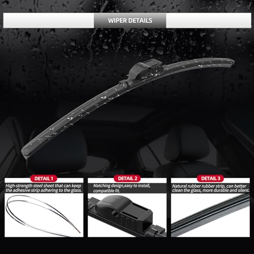 GARDIMU Replacement for Porsche Cayenne 2011-2018 Front and Rear Windshield Wiper Blades-Original Design Style All-seasons Car Window Wipers 2011 2012 2013 2014 2015 2016 2017 2018 - Image 4