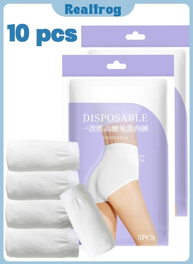 Realfrog 10PCS Disposable Briefs Women’s Disposable Briefs Pure Cotton Underwear for Travel High Cut Briefs Disposable Maternity Underwear Disposable Panties Girls Travel Underwear Disposable（XXL） - Image 1
