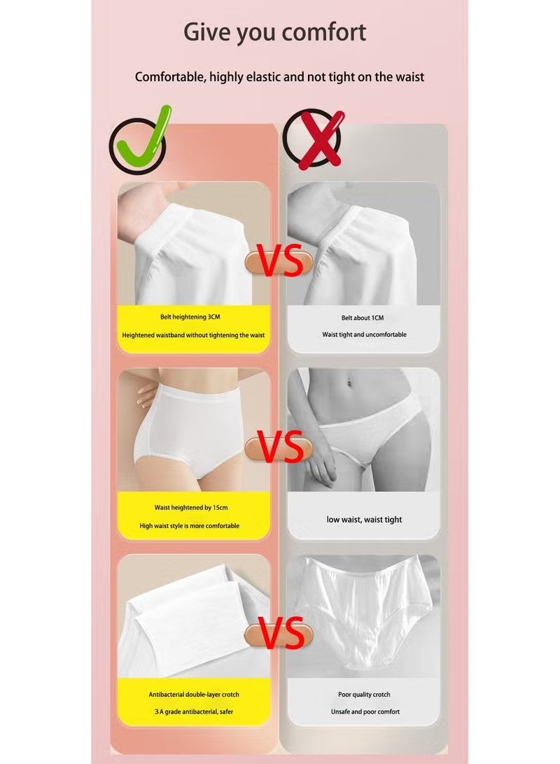 Realfrog 10PCS Disposable Briefs Women’s Disposable Briefs Pure Cotton Underwear for Travel High Cut Briefs Disposable Maternity Underwear Disposable Panties Girls Travel Underwear Disposable（XXL） - Image 2