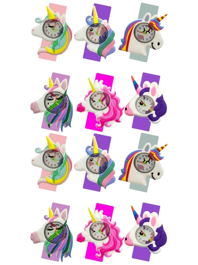 AMANVANI Unicorn Watch Slap Bracelets Band For Girls Wrist Band Bracelets For Kids Girls Boys Unicorn Slap Band Kids Birthday Return Gift Watch for Kids (3pcs) - Image 2