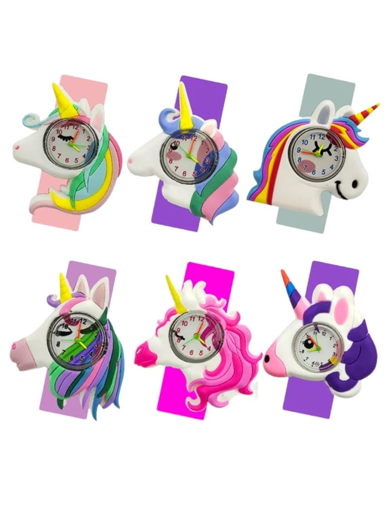 AMANVANI Unicorn Watch Slap Bracelets Band For Girls Wrist Band Bracelets For Kids Girls Boys Unicorn Slap Band Kids Birthday Return Gift Watch for Kids (3pcs) - Image 1