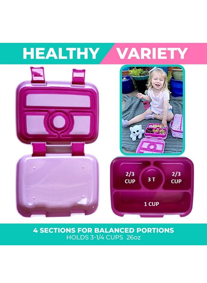 Kinsho kinsho Bento Lunch Box for Kids with Thermal Food Jar for Hot Food Soup, Insulated Lunch Bag and Ice Cold Pack Set, Stainless Steel Lunch Thermal, Container Boxes with 4 Compartments, Pink Unicorn - Image 4
