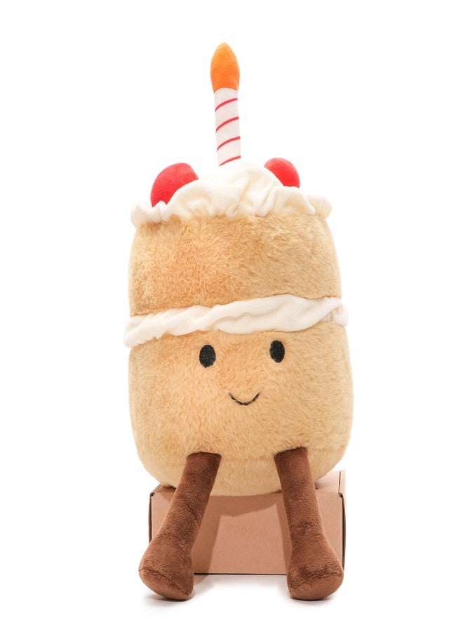 WEIGEDU Cake Stuffed Animal Plush Toy Cute Food Pillow with Candle and Legs Soft Dessert Plushie Gift for Kids Party Decor 17.7 Inch - Image 2