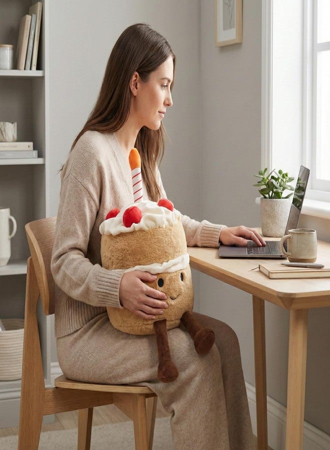 WEIGEDU Cake Stuffed Animal Plush Toy Cute Food Pillow with Candle and Legs Soft Dessert Plushie Gift for Kids Party Decor 17.7 Inch - Image 5