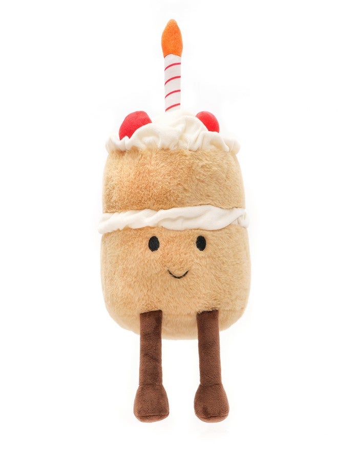 WEIGEDU Cake Stuffed Animal Plush Toy Cute Food Pillow with Candle and Legs Soft Dessert Plushie Gift for Kids Party Decor 17.7 Inch - Image 1