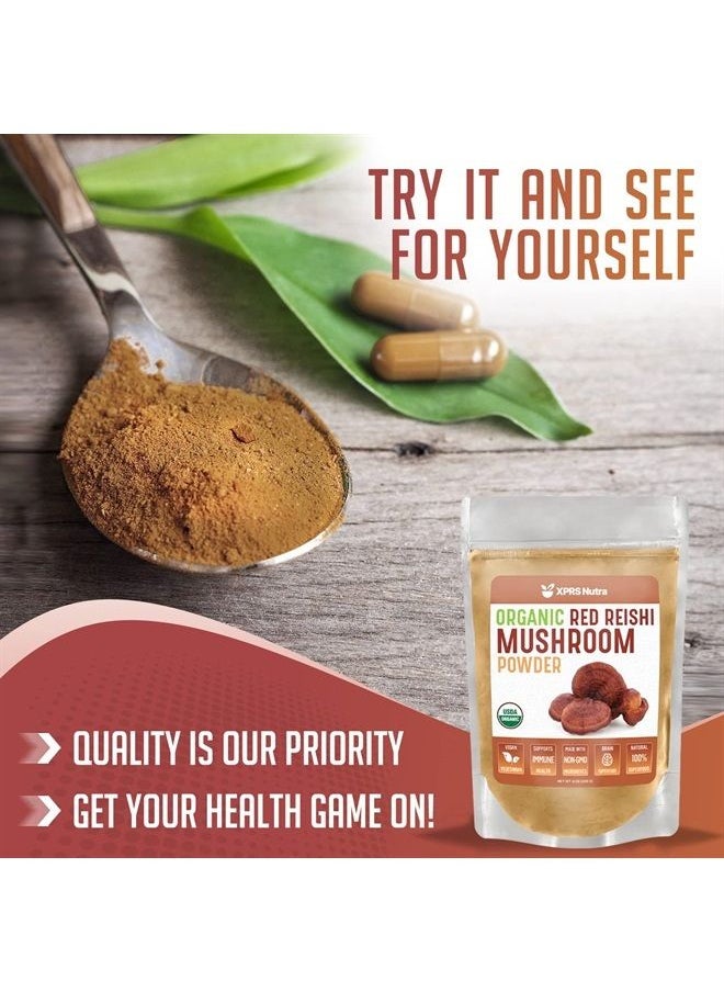 XPRS Nutra - Organic Red Reishi Mushroom Powder - Premium Reishi Powder for Cognition - Vegan Reishi Mushrooms for Longevity and Energy (16 Ounce) - Image 1